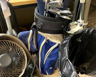 #215 garage golf clubs in bag $30.00