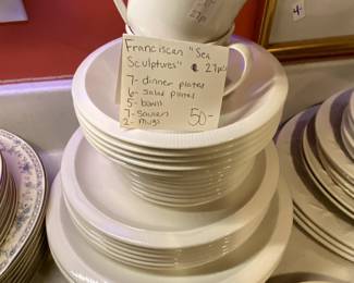 #196 China Franciscan " Sea Sculptures" 27 Pieces with sand dollar and sea urchin $50.00