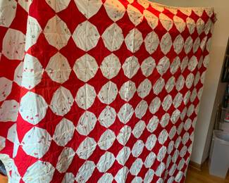 #86 Hand-quilted golf themed Squares - 80x68 $50.00