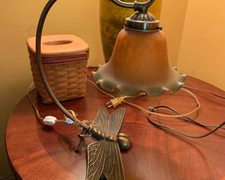 #28 Tiffany Style Lamp w/dragon Fly Base w/tulip Shade - 13" Tall $100.00