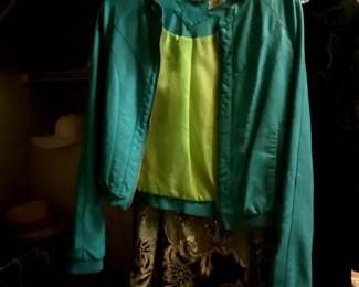 #199 coat aqua leather jacket size medium $25.00