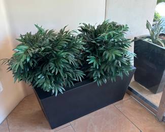 Large Pot with Faux Plants