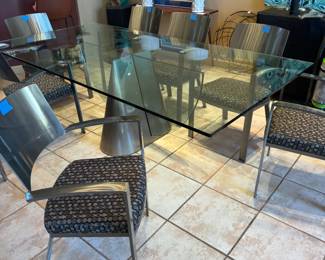 Contemporary Glass Top and Base Dining Table