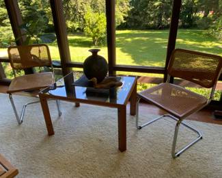 Marcel Breuer Cesca Cane and Chrome Side Chair made in Italy by Knoll. (4 available)