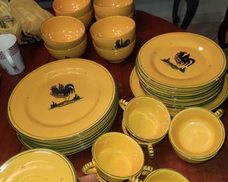 Vtg Horchow Italy Rooster dinnerware set