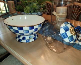 The royal check bowl and canister by MacKenzie Childs