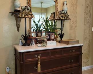Antique marble top chest