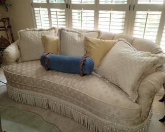 Newly reupholstered cream sofa 