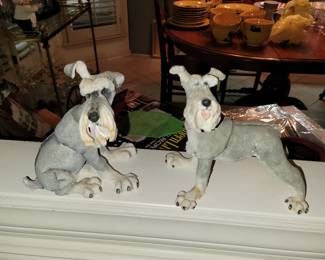 Lots of Schnauzer dog figurines, pillows etc