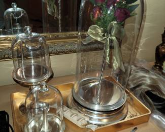 Pottery barn cloche glass set jewelry display 
