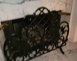 Heavy iron fireplace screen