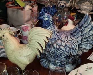 Collection of Chicken figurines, plates etc