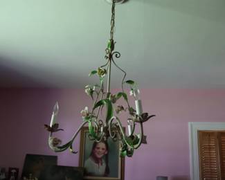 Vintage enamel floral light fixture