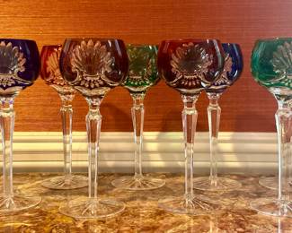 (8) Design Guild Hock Wine Glasses - Emerald Green, Cobalt Blue, Violet and Ruby
