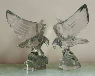 (2) Cristal De Sevres Eagles