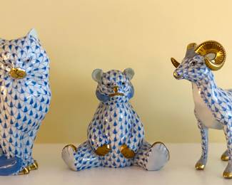 Herend Cat (left), Herend Bear (middle) & Herend Ram (right)