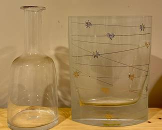 Handblown Glass Bottle and Vase from Steninge Castle, Sweden