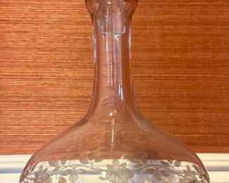Etched Glass Decanter with Applied Gold Gilt
