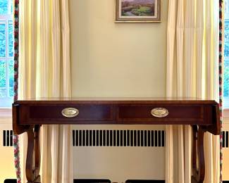 Baker Furniture Console Table with Drop Leaf Sides