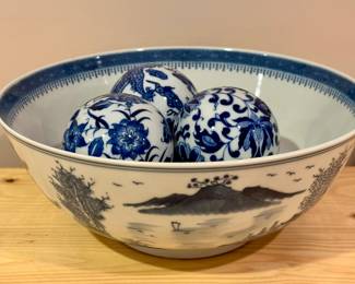 Asian Inspired Bowl & Ceramic Orbs