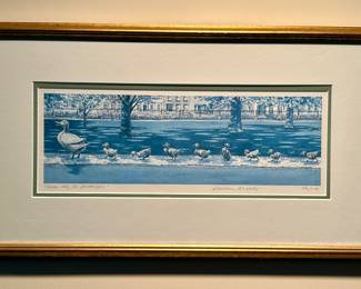 "Make Way for Ducklings," Lithograph, Signed Kathleen McNally 