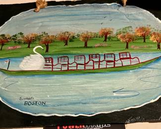 Hand Painted "Swan Boats" on Slate