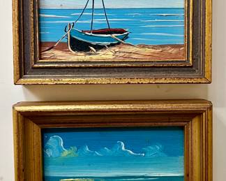 (2) Miniature Oil on Board Paintings