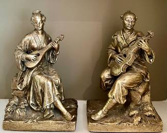 Gold Gilt Figures Playing Instruments (Made in France)