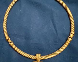 18K Gold, Sterling & Lapis Necklace