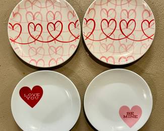 (4) Crate & Barrel Heart Plates