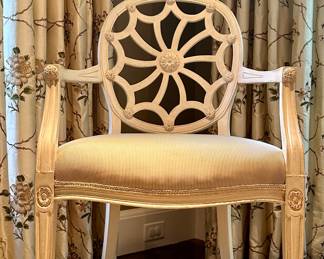 (2) Custom Upholstered Spider Back Armchairs