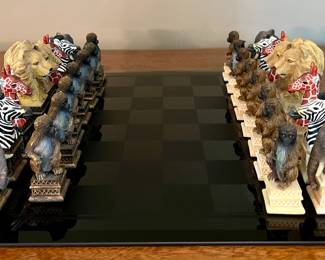 Chess Set with African Animal Pieces
