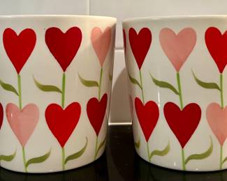 (2) Crate & Barrel Heart Mugs