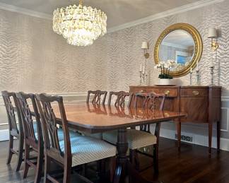 Paine Furniture Double Pedestal Dining Table with 6 Chairs