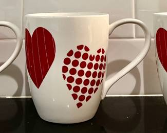 (3) Crate & Barrel Heart Mugs