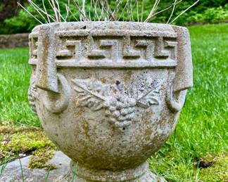 Cement Planter with Greek Key