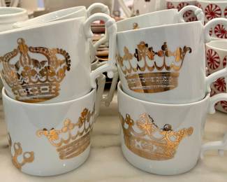 (8) Gold Crown Mugs