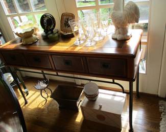 Leather Top Side Table