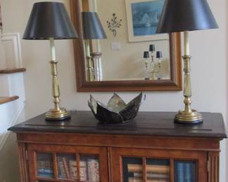 Unusual Cabinet...Brass Lamps...