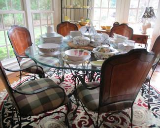 Glass Top Round Dining Table & 6 Chairs