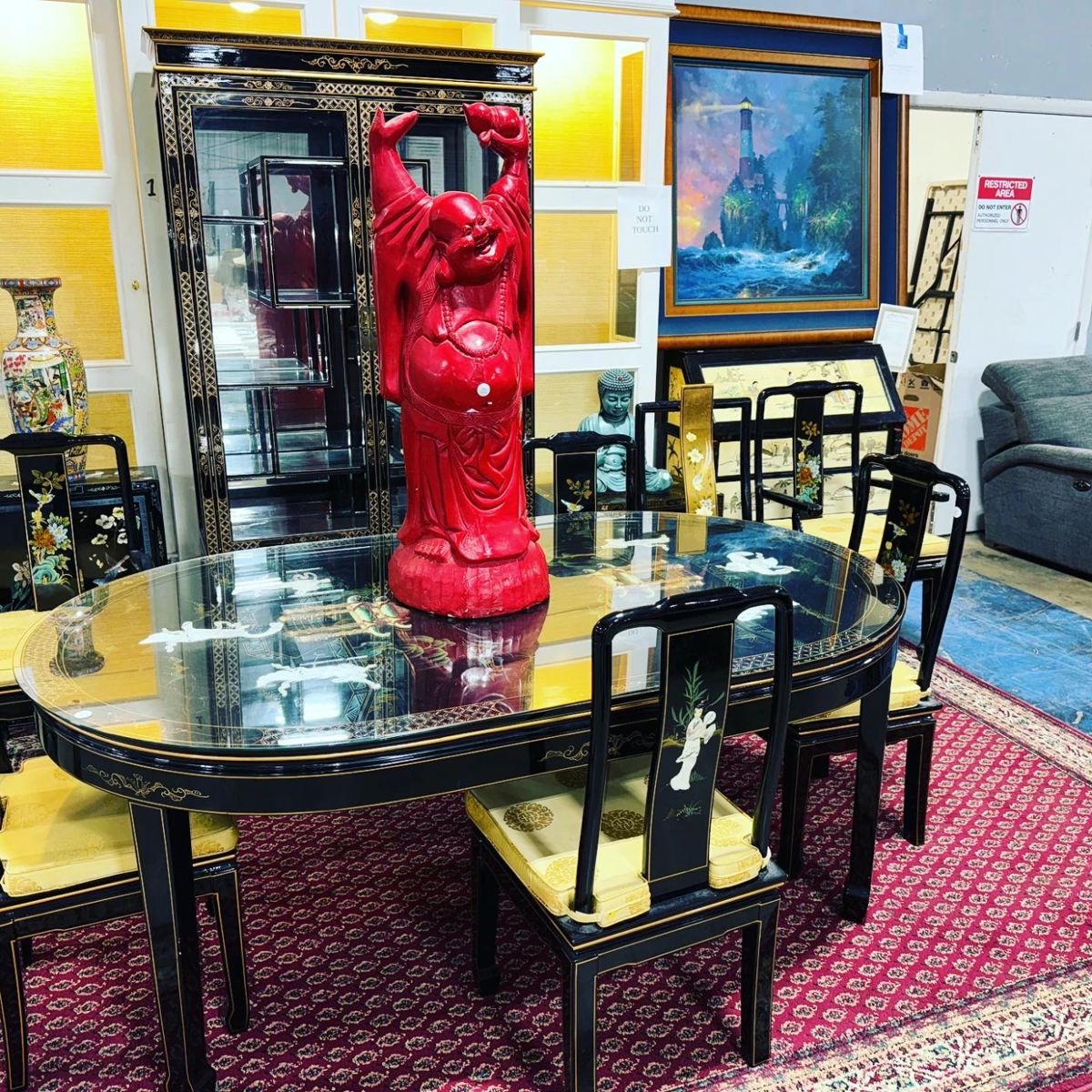 Asian Dining Room Set and Red Buddha Orlando Estate Auction
