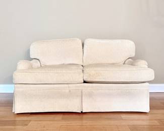 IVORY PATTERNED VELVET SOFA & LOVESEAT - LIVING ROOM - SITTING ROOM FURNITURE