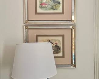 vintage bird prints, serena & lily lamp
