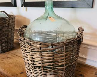 Antique Demi bottles in baskets from France