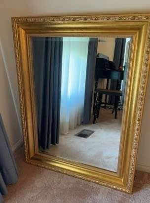 30 X 38 Gold Tone Frame Mirror 