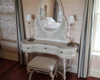 Fairytale princess bedroom suite: vanity with mirror. 