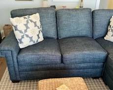 Queen sleeper sofa and sectional mfg. by Huntington House March 2023! NOTE: couch is navy