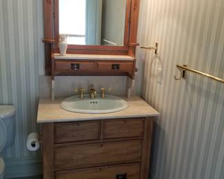 European bath vanity with matching wall mirror 