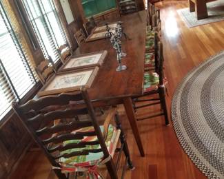 Custom crafted tavern table seats twelve or more; it is a full 12 feet long and 41" wide. 