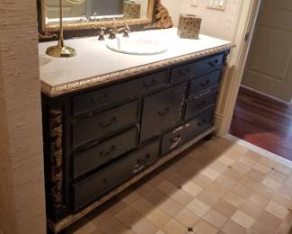 Large bath vanity with distressed finish